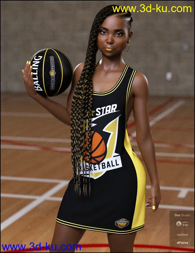 dForce Basketball Dress for Genesis 8 Female模型的图片3