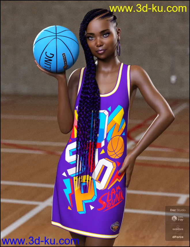 dForce Basketball Dress for Genesis 8 Female模型的图片4