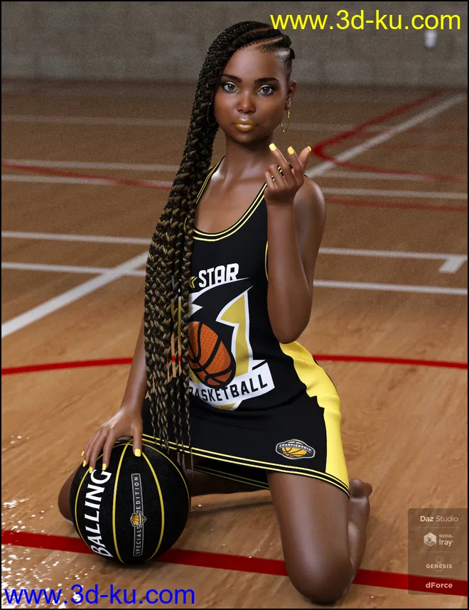dForce Basketball Dress for Genesis 8 Female模型的图片6