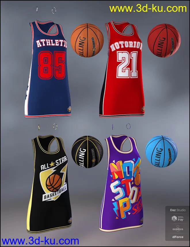 dForce Basketball Dress for Genesis 8 Female模型的图片8