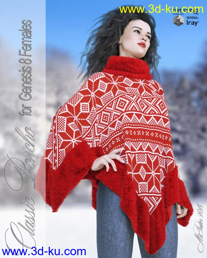 dForce Classic Poncho for Genesis 8 Females模型的图片1