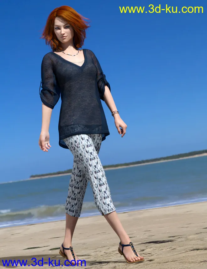 dForce Collection 01 - Casual Pants & Blouse for Genesis 8 Female(s)模型的图片1