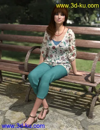 3D打印模型dForce Collection 01 - Casual Pants & Blouse for Genesis 8 Female(s)的图片