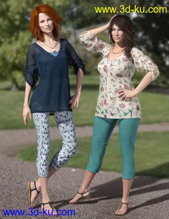 3D打印模型dForce Collection 01 - Casual Pants & Blouse for Genesis 8 Female(s)的图片