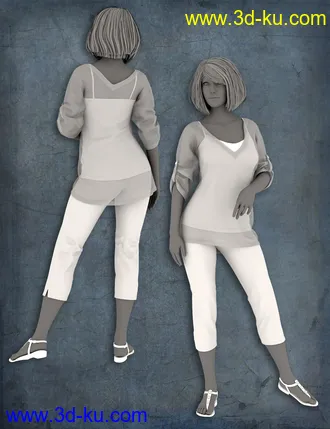 3D打印模型dForce Collection 01 - Casual Pants & Blouse for Genesis 8 Female(s)的图片