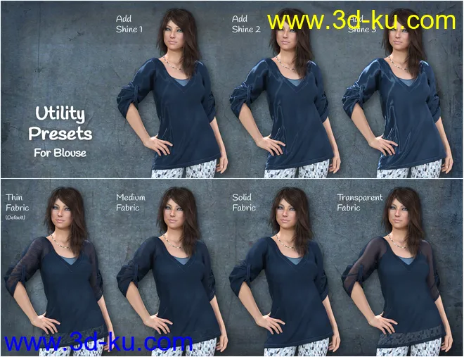 dForce Collection 01 - Casual Pants & Blouse for Genesis 8 Female(s)模型的图片9