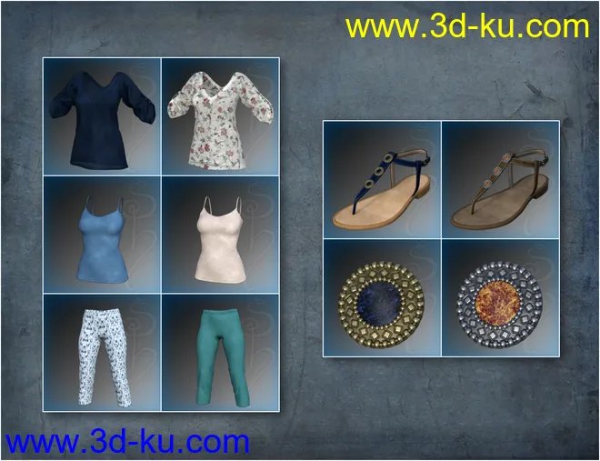 dForce Collection 01 - Casual Pants & Blouse for Genesis 8 Female(s)模型的图片10