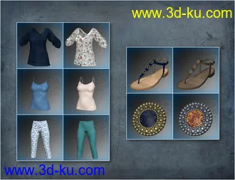 3D打印模型dForce Collection 01 - Casual Pants & Blouse for Genesis 8 Female(s)的图片
