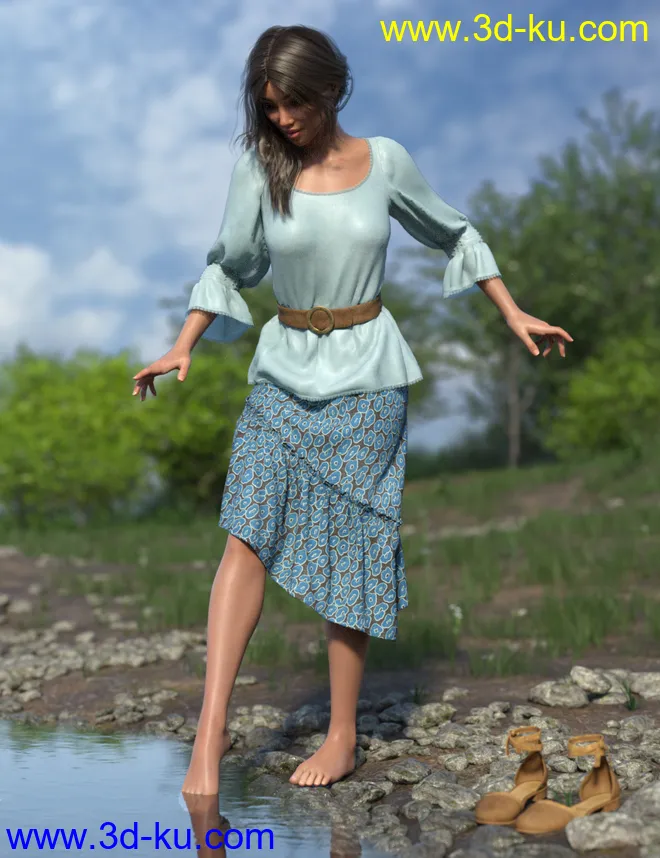 dForce Collection 03 - Boho Outfit for Genesis 8 Female(s)模型的图片3