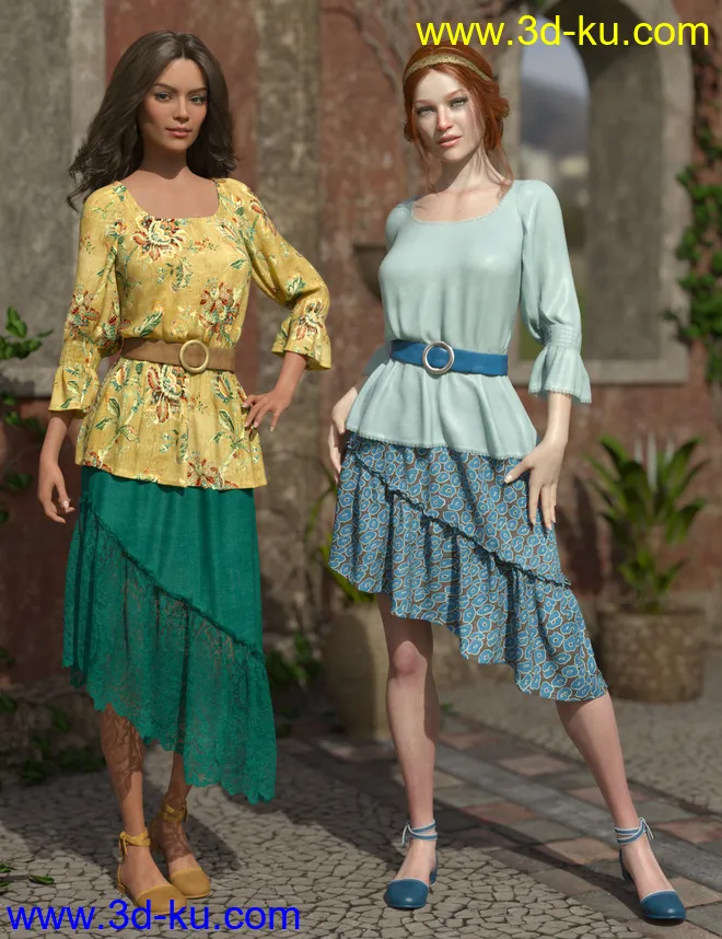 dForce Collection 03 - Boho Outfit for Genesis 8 Female(s)模型的图片6