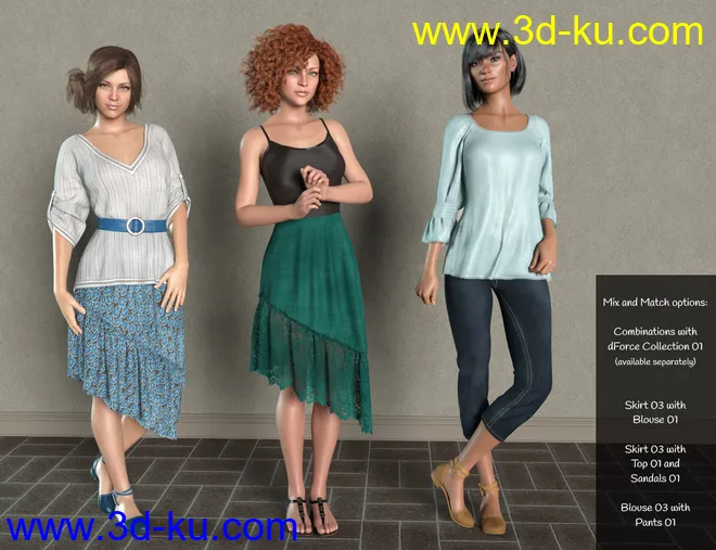 dForce Collection 03 - Boho Outfit for Genesis 8 Female(s)模型的图片8