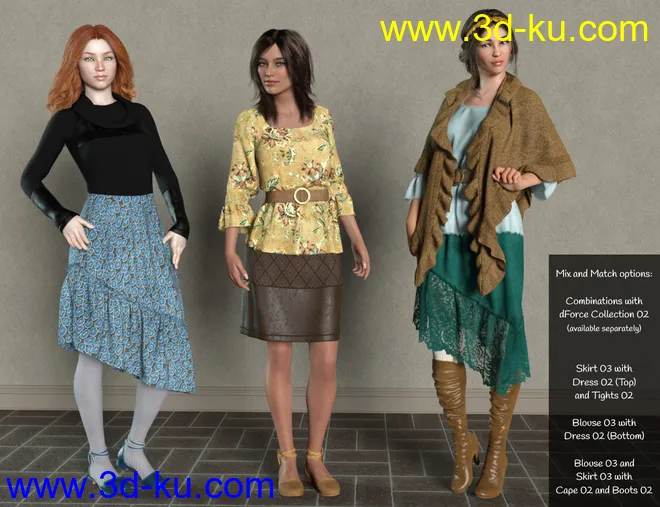 dForce Collection 03 - Boho Outfit for Genesis 8 Female(s)模型的图片9