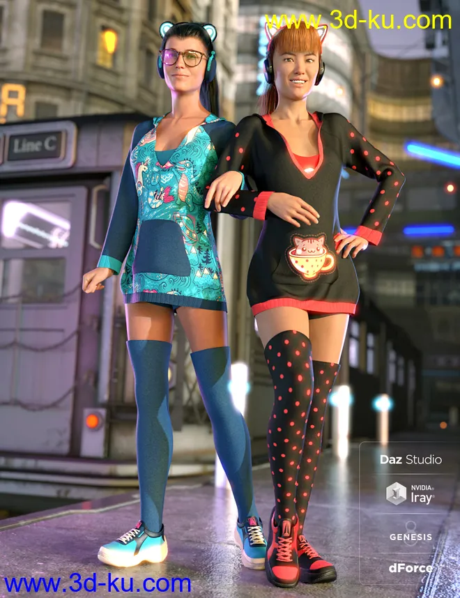 dForce Cool Kitty Textures模型的图片1