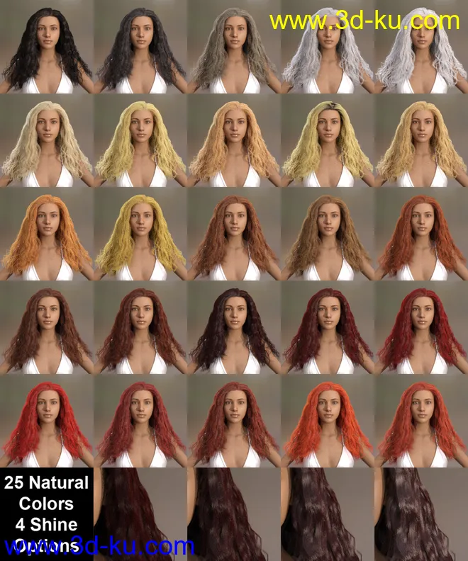 dForce Femme Fatale Hair for Genesis 3 and 8 Females模型的图片5