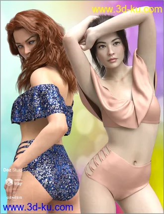 3D打印模型dForce Flounce Bikini for Genesis 8 Female(s)的图片