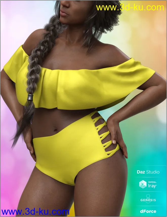 dForce Flounce Bikini for Genesis 8 Female(s)模型的图片3