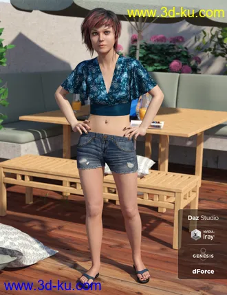 3D打印模型dForce Flutter Sleeve Outfit for Genesis 8 Female(s)的图片