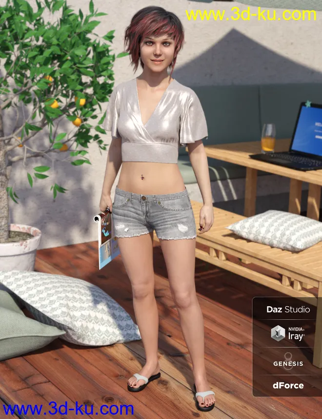 dForce Flutter Sleeve Outfit for Genesis 8 Female(s)模型的图片4