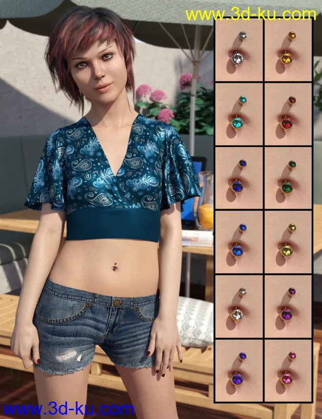 dForce Flutter Sleeve Outfit for Genesis 8 Female(s)模型的图片6