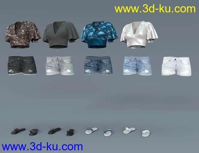 dForce Flutter Sleeve Outfit for Genesis 8 Female(s)模型的图片7