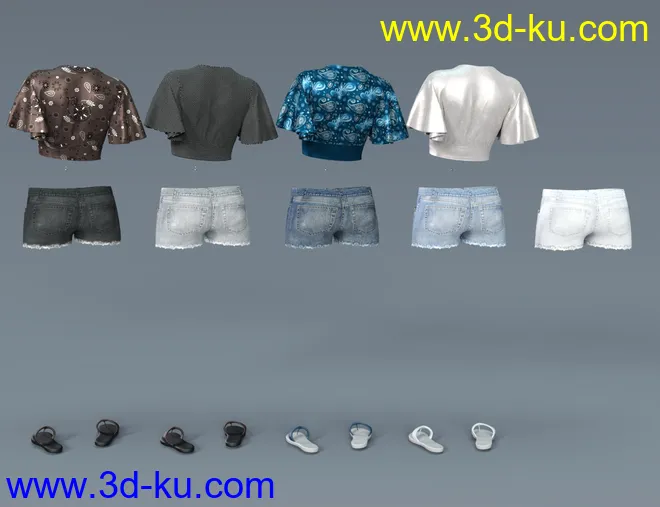 dForce Flutter Sleeve Outfit for Genesis 8 Female(s)模型的图片8