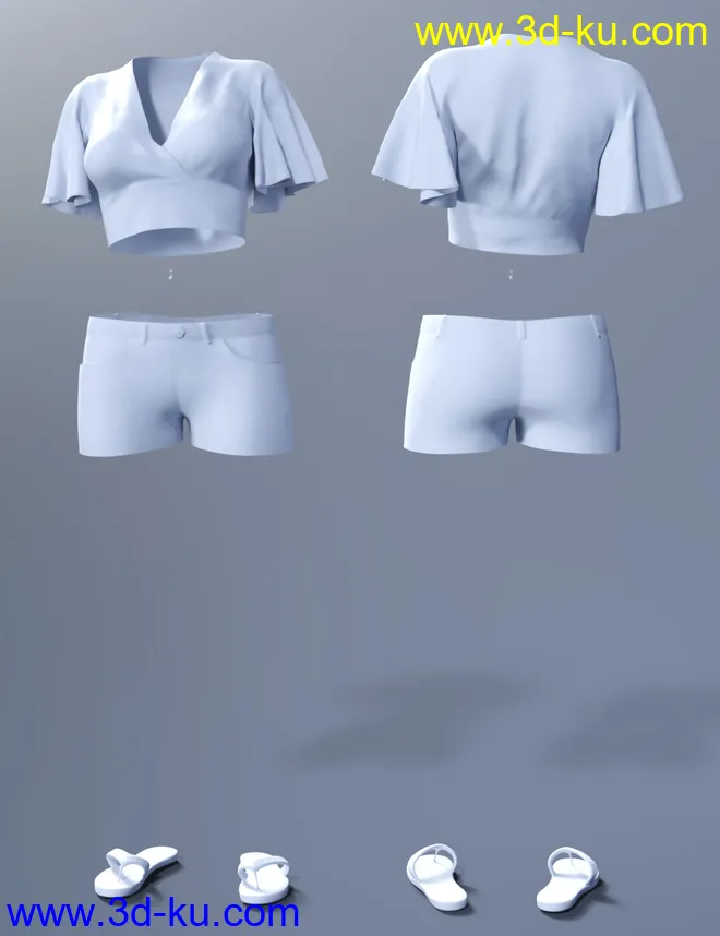 dForce Flutter Sleeve Outfit for Genesis 8 Female(s)模型的图片9