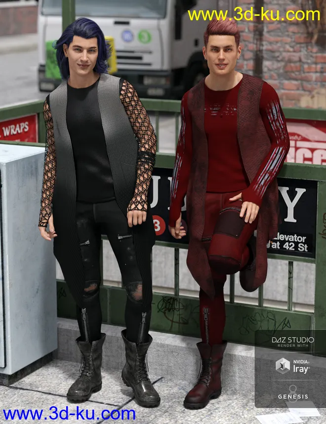 dForce Grunge Outfit Textures模型的图片1