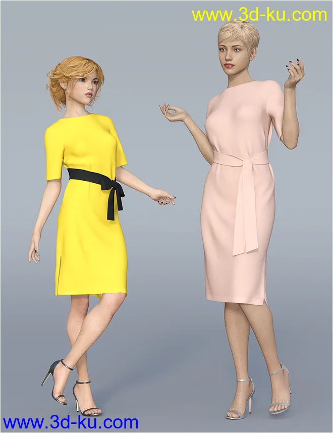 dForce H&C Belted Dress Outfit for Genesis 8 Female(s)模型的图片1
