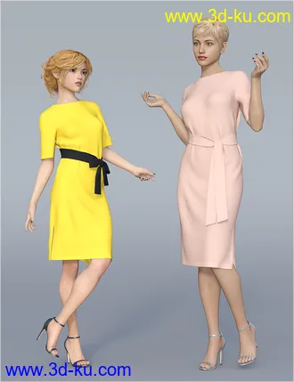 3D打印模型dForce H&C Belted Dress Outfit for Genesis 8 Female(s)的图片