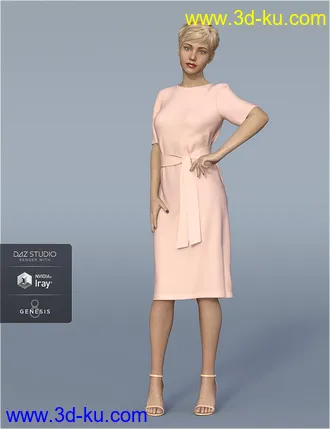 3D打印模型dForce H&C Belted Dress Outfit for Genesis 8 Female(s)的图片