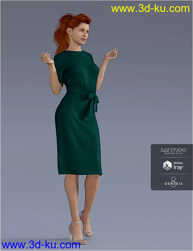 dForce H&C Belted Dress Outfit for Genesis 8 Female(s)模型的图片3