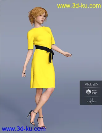 3D打印模型dForce H&C Belted Dress Outfit for Genesis 8 Female(s)的图片