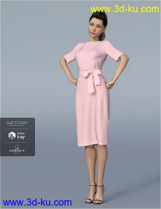 3D打印模型dForce H&C Belted Dress Outfit for Genesis 8 Female(s)的图片