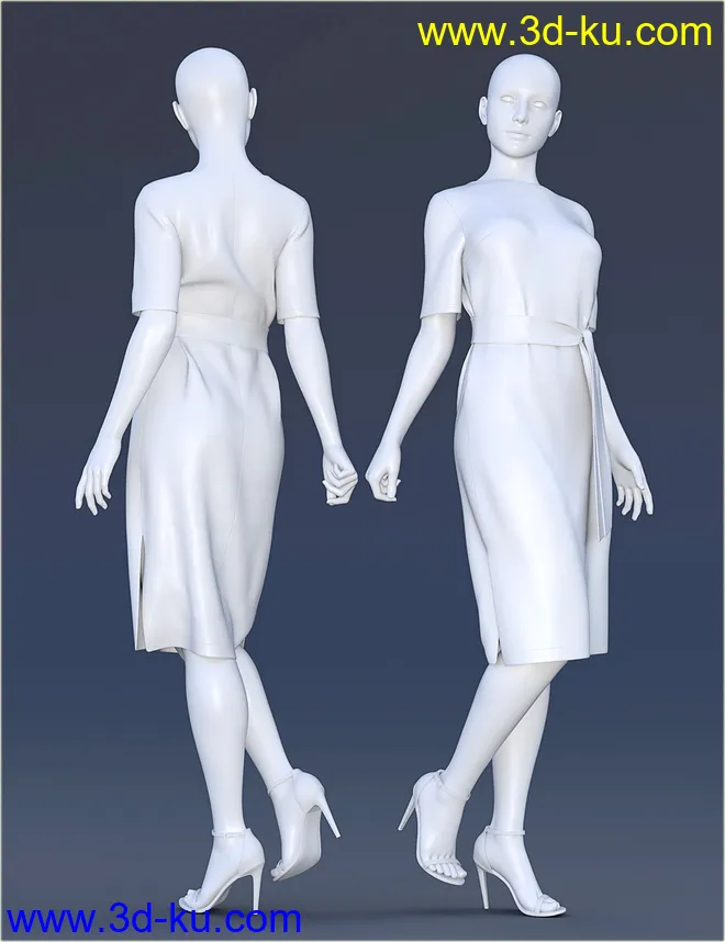 dForce H&C Belted Dress Outfit for Genesis 8 Female(s)模型的图片9