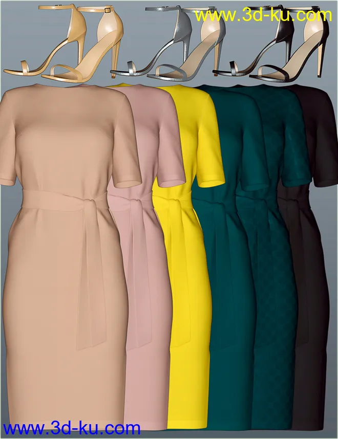 dForce H&C Belted Dress Outfit for Genesis 8 Female(s)模型的图片10