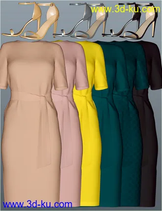 3D打印模型dForce H&C Belted Dress Outfit for Genesis 8 Female(s)的图片