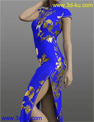 3D打印模型dForce H&C Long Qipao Dress for Genesis 8 Female(s)的图片