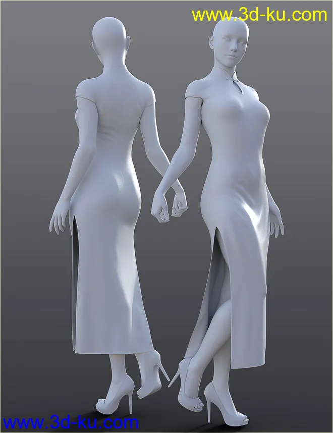 dForce H&C Long Qipao Dress for Genesis 8 Female(s)模型的图片9