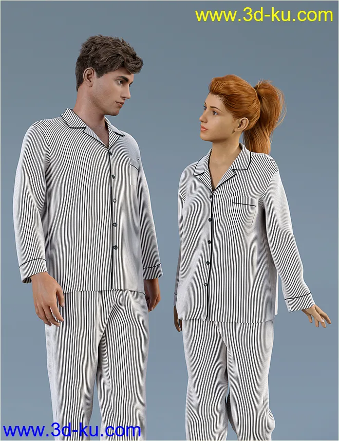 dForce H&C Pajamas Set for Genesis 8模型的图片1
