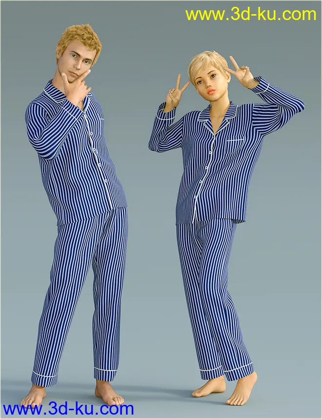 dForce H&C Pajamas Set for Genesis 8模型的图片3