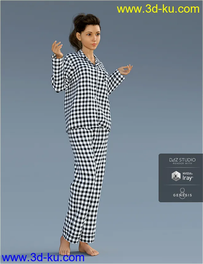 dForce H&C Pajamas Set for Genesis 8模型的图片4
