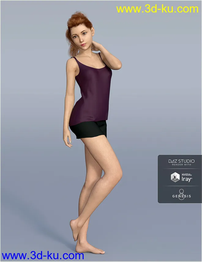 dForce H&C Sleep Shorts Outfits for Genesis 8 Female(s)模型的图片2