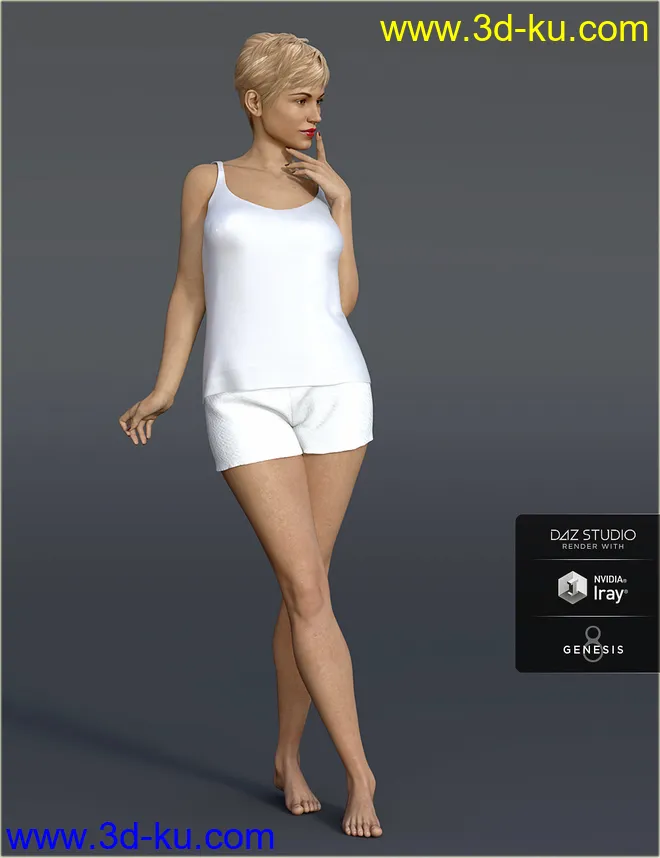 dForce H&C Sleep Shorts Outfits for Genesis 8 Female(s)模型的图片3