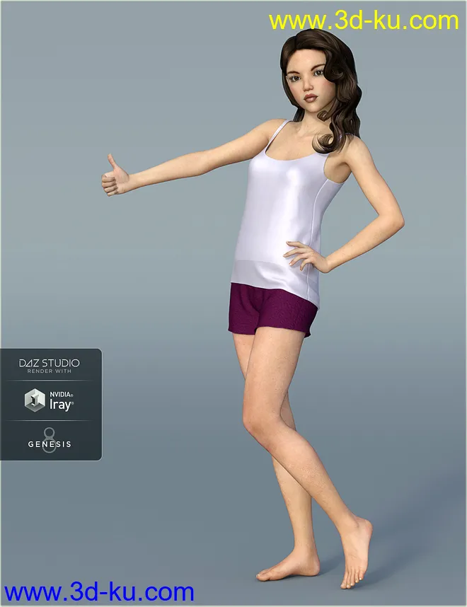dForce H&C Sleep Shorts Outfits for Genesis 8 Female(s)模型的图片4