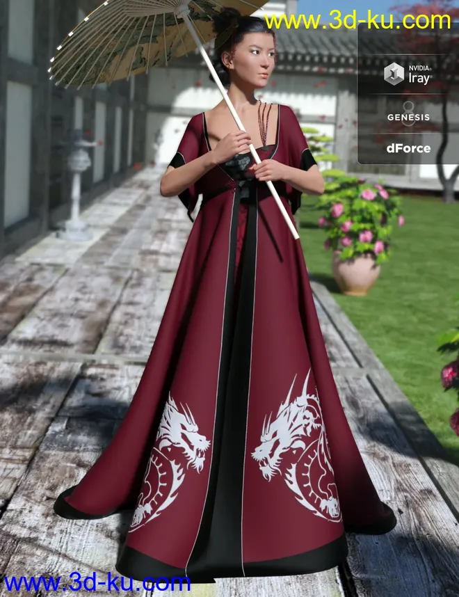 dForce Heilong Outfit for Genesis 8 Female(s)模型的图片1