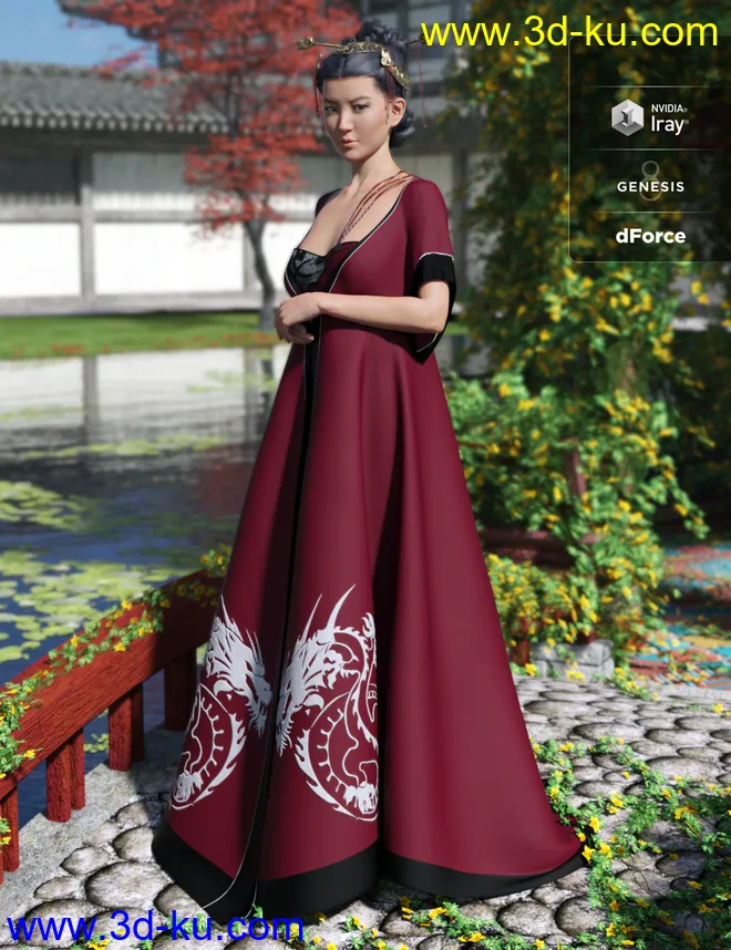 dForce Heilong Outfit for Genesis 8 Female(s)模型的图片2
