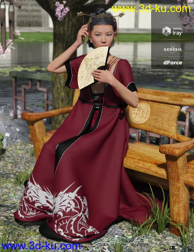 dForce Heilong Outfit for Genesis 8 Female(s)模型的图片4