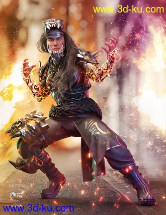 3D打印模型dForce Iron-Fire Outfit and Weapons for Genesis 8 Male(s)的图片