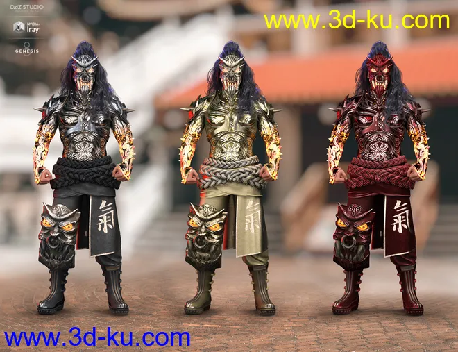 dForce Iron-Fire Outfit and Weapons for Genesis 8 Male(s)模型的图片7