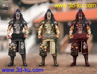 3D打印模型dForce Iron-Fire Outfit and Weapons for Genesis 8 Male(s)的图片